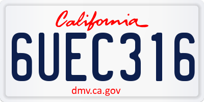 CA license plate 6UEC316