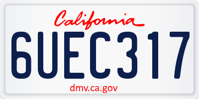 CA license plate 6UEC317