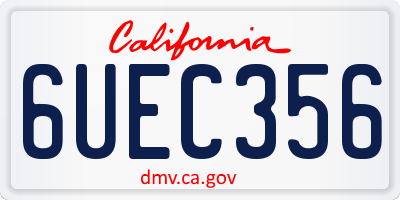 CA license plate 6UEC356