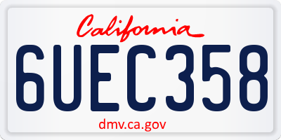 CA license plate 6UEC358