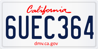 CA license plate 6UEC364