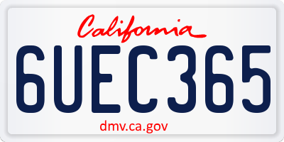 CA license plate 6UEC365
