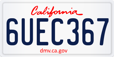 CA license plate 6UEC367