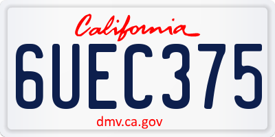 CA license plate 6UEC375