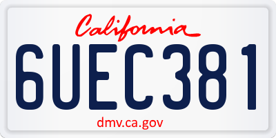 CA license plate 6UEC381