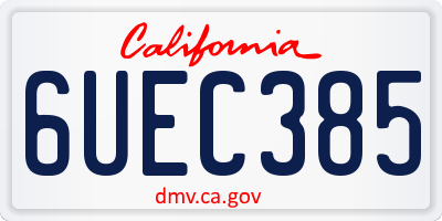 CA license plate 6UEC385