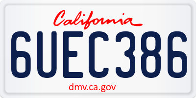 CA license plate 6UEC386