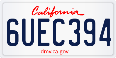 CA license plate 6UEC394