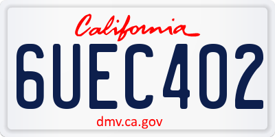 CA license plate 6UEC402