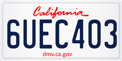 CA license plate 6UEC403