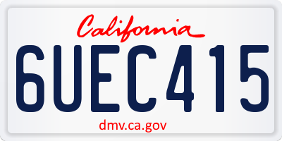 CA license plate 6UEC415