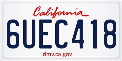 CA license plate 6UEC418