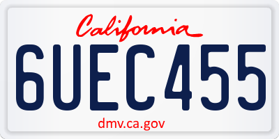 CA license plate 6UEC455