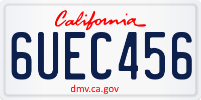CA license plate 6UEC456