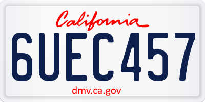 CA license plate 6UEC457