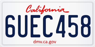 CA license plate 6UEC458