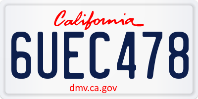 CA license plate 6UEC478