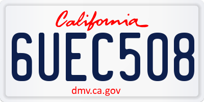 CA license plate 6UEC508
