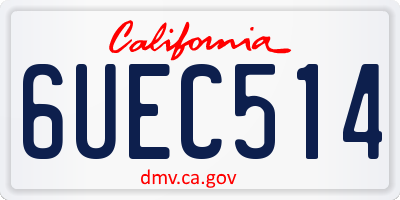 CA license plate 6UEC514