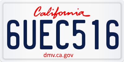CA license plate 6UEC516