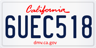 CA license plate 6UEC518