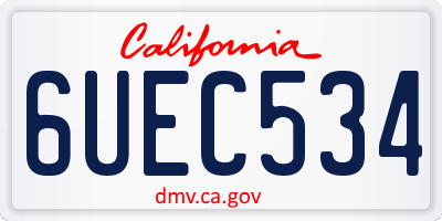 CA license plate 6UEC534