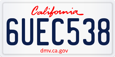 CA license plate 6UEC538