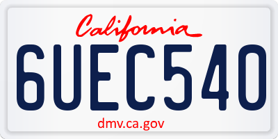 CA license plate 6UEC540