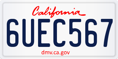 CA license plate 6UEC567