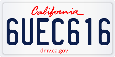 CA license plate 6UEC616