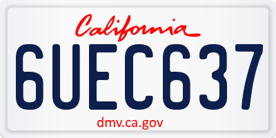 CA license plate 6UEC637