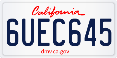 CA license plate 6UEC645