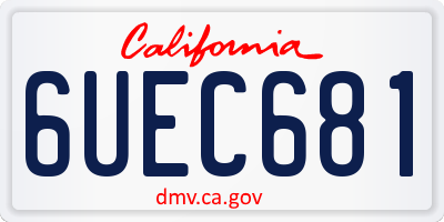 CA license plate 6UEC681