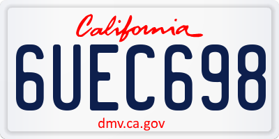 CA license plate 6UEC698