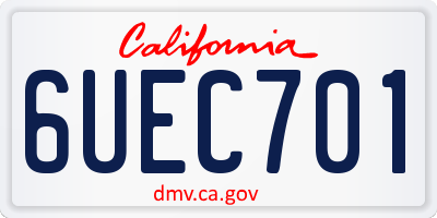 CA license plate 6UEC701