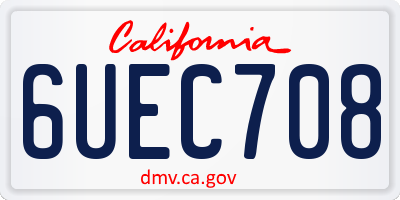 CA license plate 6UEC708