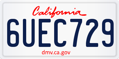 CA license plate 6UEC729