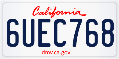 CA license plate 6UEC768