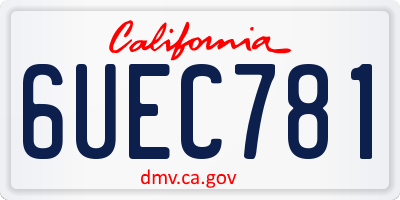 CA license plate 6UEC781