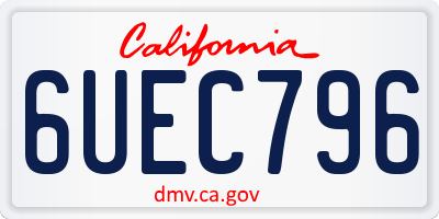 CA license plate 6UEC796
