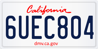 CA license plate 6UEC804