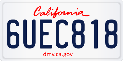 CA license plate 6UEC818