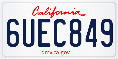 CA license plate 6UEC849