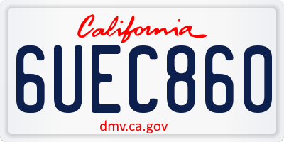 CA license plate 6UEC860