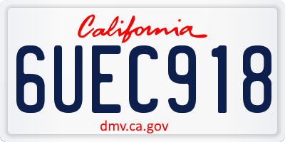 CA license plate 6UEC918