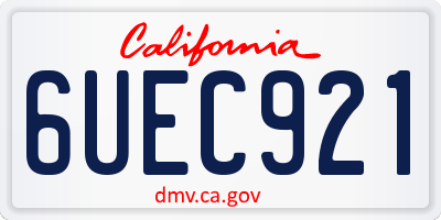 CA license plate 6UEC921