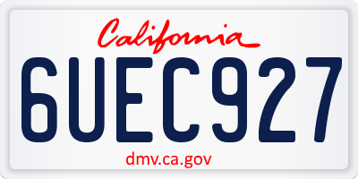 CA license plate 6UEC927