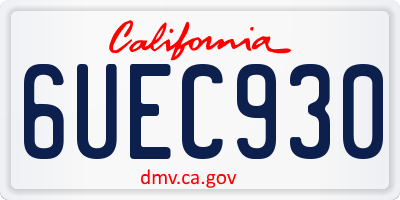 CA license plate 6UEC930