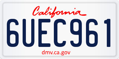 CA license plate 6UEC961