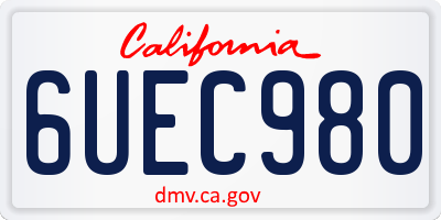 CA license plate 6UEC980